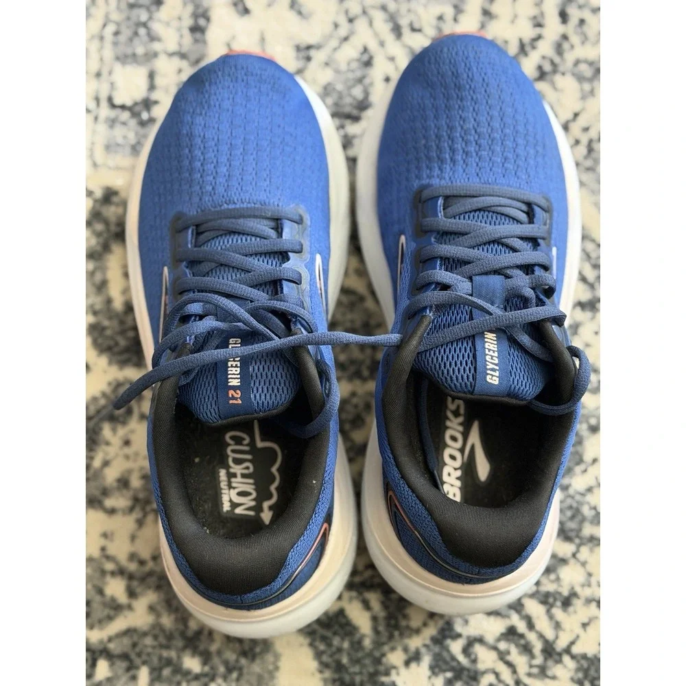 Brooks Glycerin 21 Women's Size 8.5 D Shoes Blue Running Sneaker White Sole